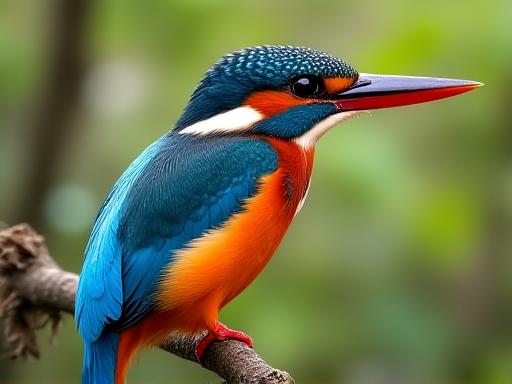 A vibrant kingfisher bird perched on a branch
